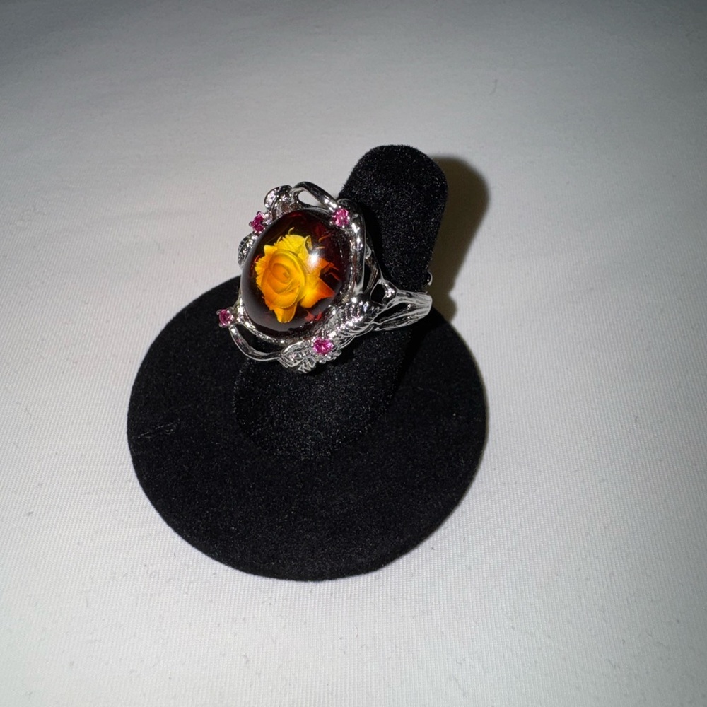 Beautiful Amber Crystal ring 💍💜💛 - Picture 3 of 6